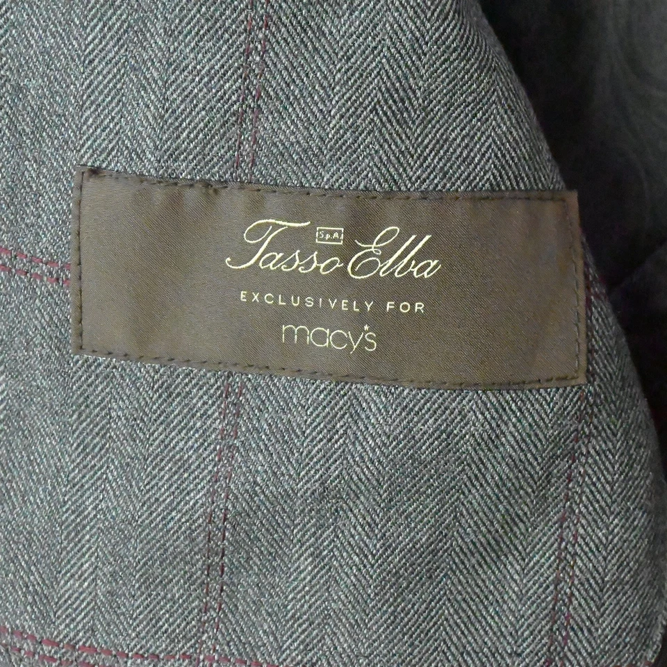 Blazer Traje Chaqueta Abrigo Deportivo Tasso Elba Grande 42R 44R Gris Ventana Lana Hombres Foto 4 de 4