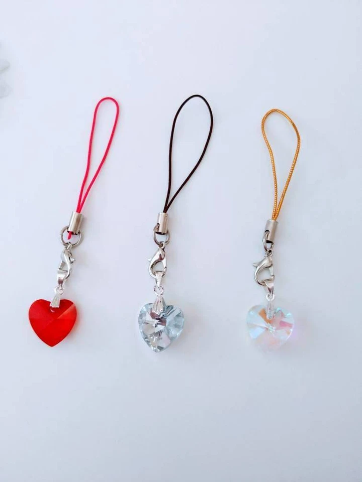 Irridiscente Corazón Estrella Copo de Nieve Flor Cristal AB Color Teléfono Dije Correa Nuevo Foto 4 de 4