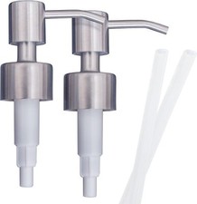 Stainless Steel Soap and Lotion Dispenser Pumps, 2 Pack, Brushed Nickel