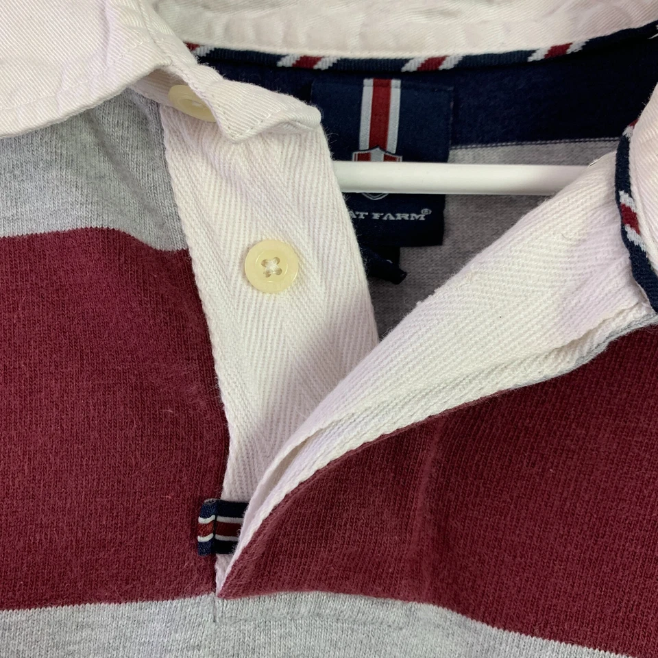 Camisa Polo Vintage Y2K Phat Farm Spellout Rayas Gris Azul Rojo Talla 2X XXL Foto 3 de 4