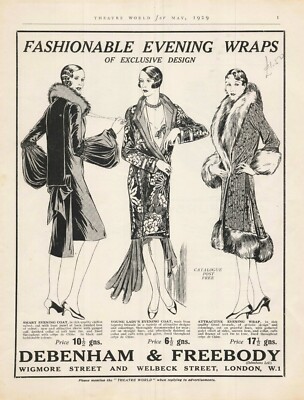 1929 VTG Print Ad Debenham & Freebody Fashionable Evening Wraps Exclusive Design