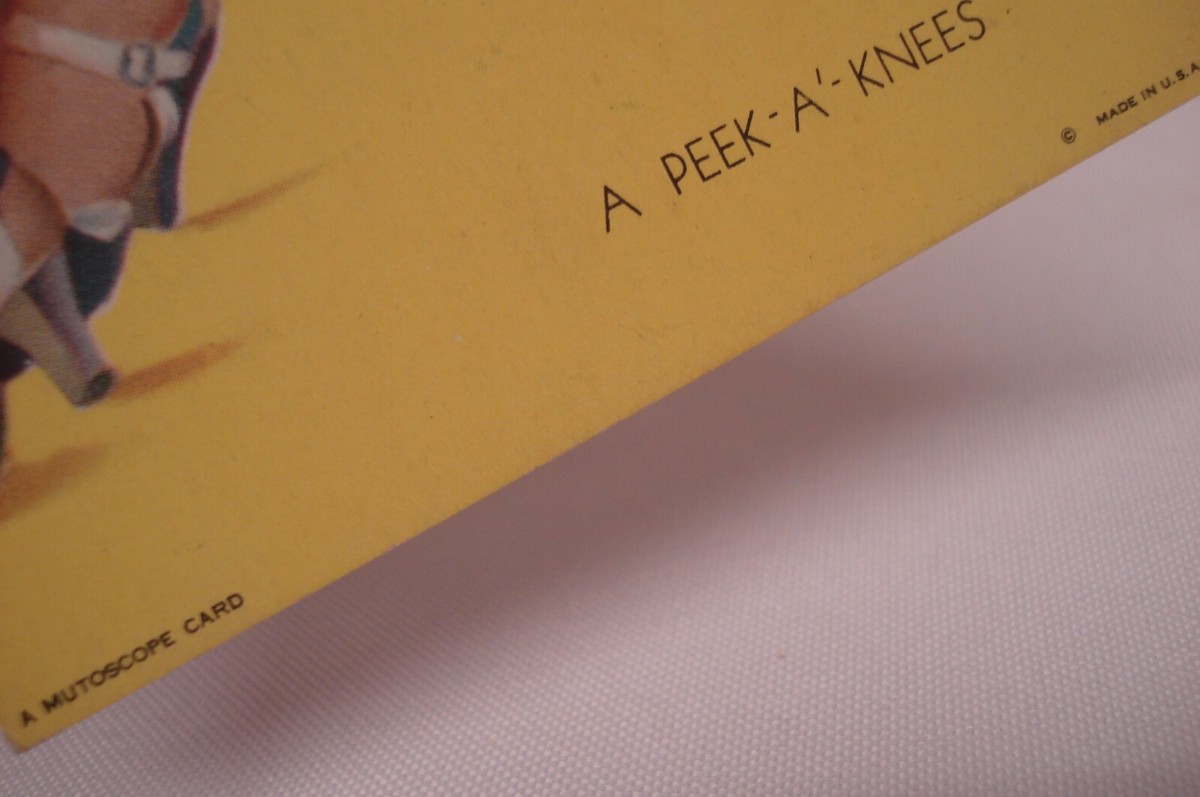 1940'S MUTOSCOPE CARD CHEESECAKE PINUP GIRL ART PEEK A KNEES | eBay