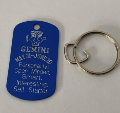 GEMINI Astrological Sign Horoscope Aluminum Engraved Keychain