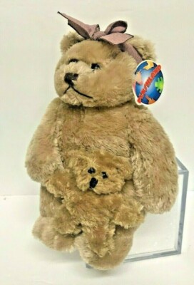 PLUSHLAND 8'' Brown Mother & 2.5'' Baby BEAR Plush Stuffed TAGS