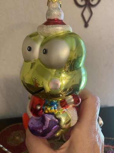 Sanrio Santa Keroppi 2000 Glass Christmas Holiday Green Frog Ornament - Picture 8 of 10