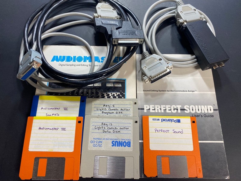 Commodore Amiga AudioMaster & Perfect Sound Set (Manuals,Cables,Adapter) - Set