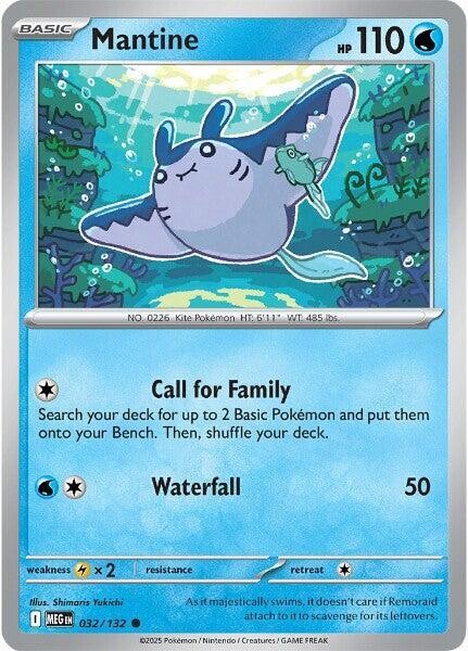 Pokemon TCG Mega Evolution Mantine 032/132 Reverse Holo Common