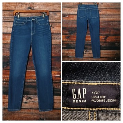 GAP Jeans 4 27 High Rise Favorite Jegging Ankle Crop Dark Wash Denim Stretch 
