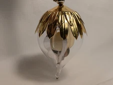 German MCM Mid-Century CHRISTMAS SPINNER Glass Diorama 4.5" RESL LENZ Ornament 