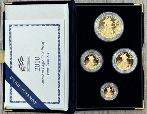 2010 American Eagle Gold 1.85ozt. Proof Four Coin Set in OGP Box and COA