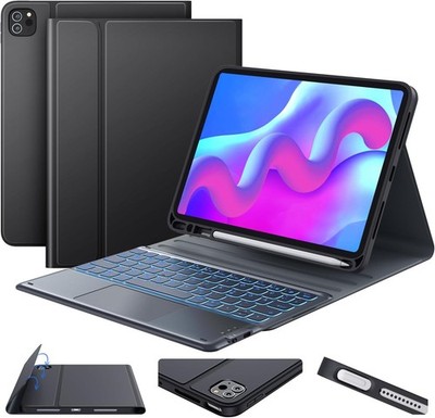 Earto Tastatur Hülle für iPad Air 11 Zoll 2024, QWERTZ mit Touchpad, Schwarz