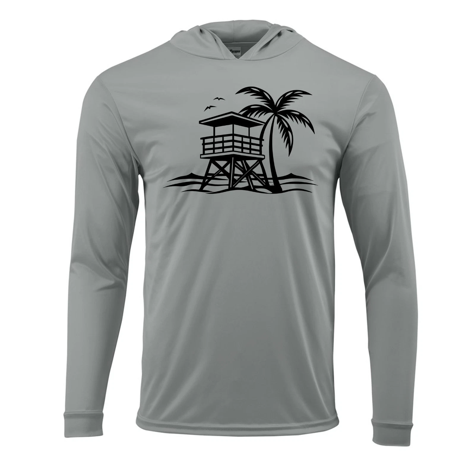 Beach Life Lifeguard Sun UV Protected UPF 50 Long Sleeve Hood Beach Fishing