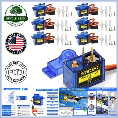 High-Speed 6 Pcs SG90 9G Metal Gear Servos - Perfect for Robots & Aerodynamics