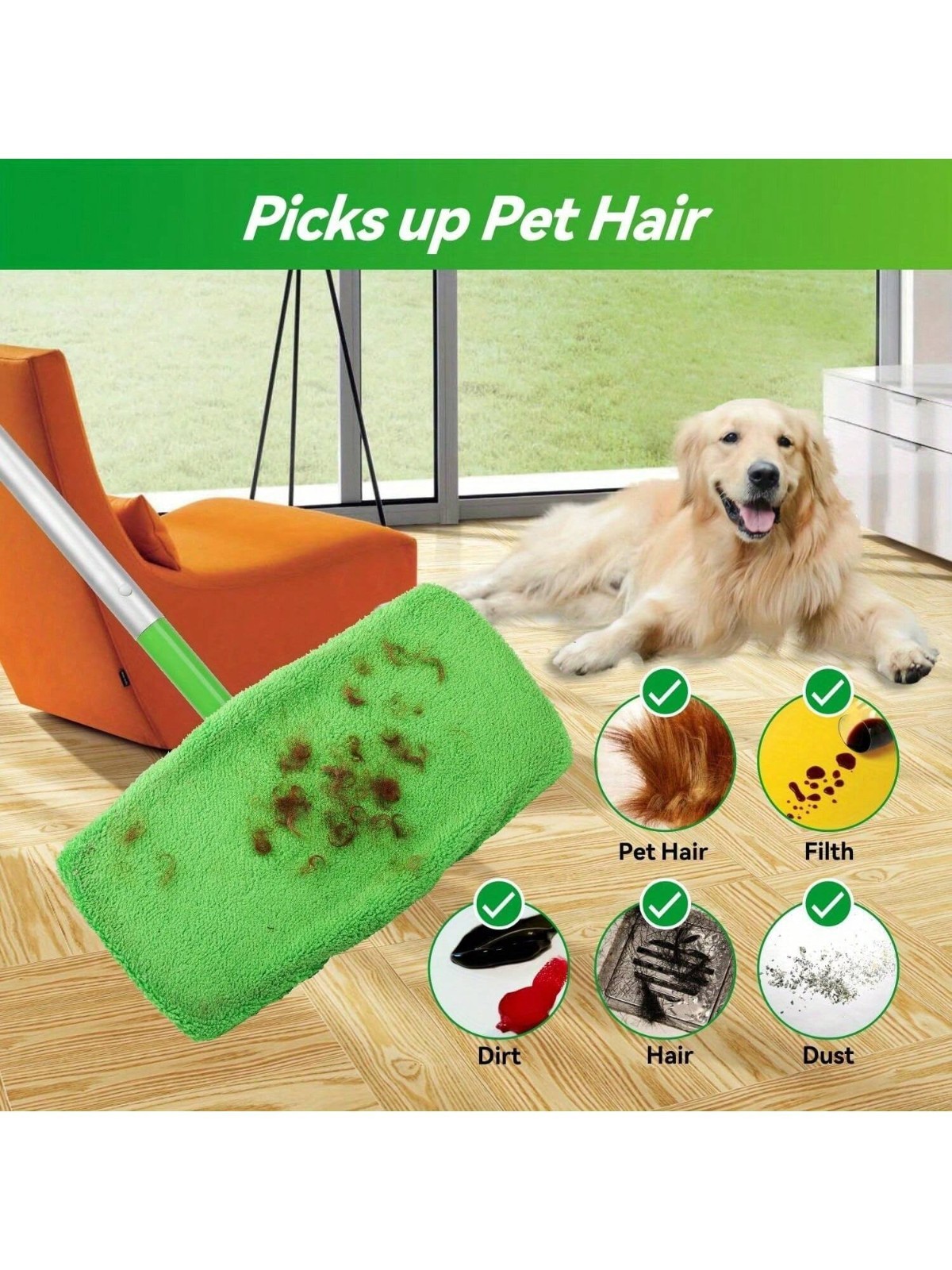 3/6/12 PCS Microfiber Mop Replacement Pads- Washable & Durable Flat Mop Covers