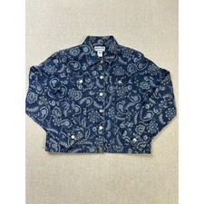 Pendleton Womens Blue Paisley Floral Denim Trucker Jacket Cotton Size M