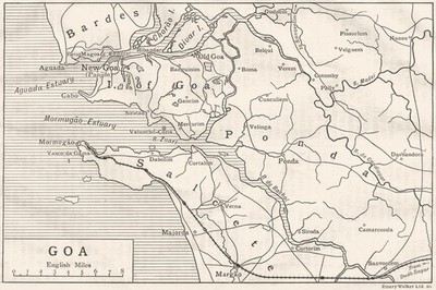 INDIA. Goa & environs sketch map. British India 1924 old antique chart