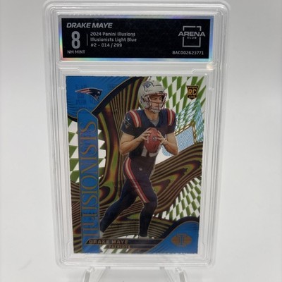2024 Panini IllusionsIllusionists Drake Maye light blue /299 (RC) Arena Club 8