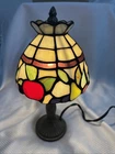 Tiffany Style Mini Table Lamp Stained Glass Motif Fruit Shade Vintage Apple