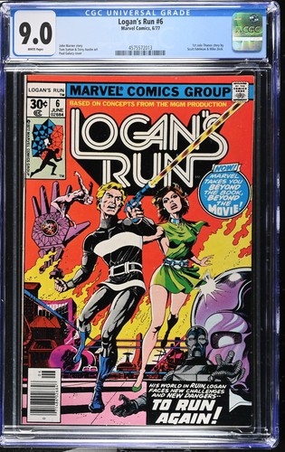Logan's Run 6 CGC 9.0 6/77 Marvel Comics 1st Solo Thanos Story. JM85