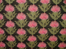 Scottish Thistle Curtain Fabric Black And Hollyhock Upholstery Cushion Jacquard