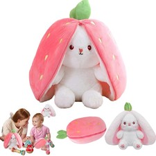 Plüsch Hase Rosa Erdbeeren 25cm Kuscheltier Stofftier Plüschtier Versteckspiel
