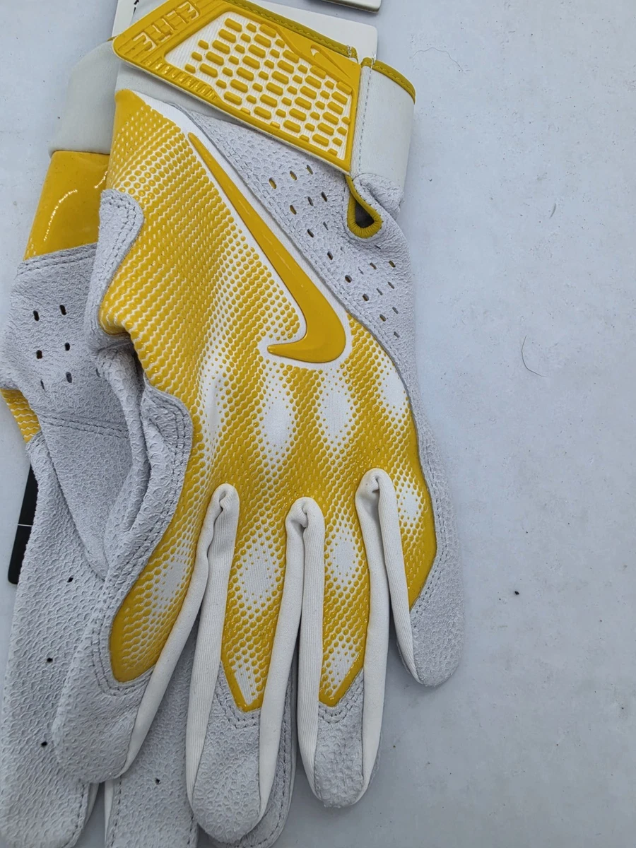Guantes de bateo de béisbol Nike Alpha Elite adulto talla XL blanco amarillo FD7816 NUEVOS CON ETIQUETAS