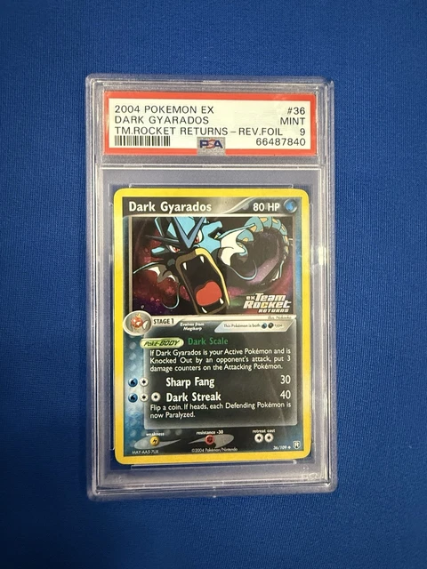 2004 POKEMON EX DARK GYARADOS TM.ROCKET RETURNS-REV.FOIL #36 PSA 9