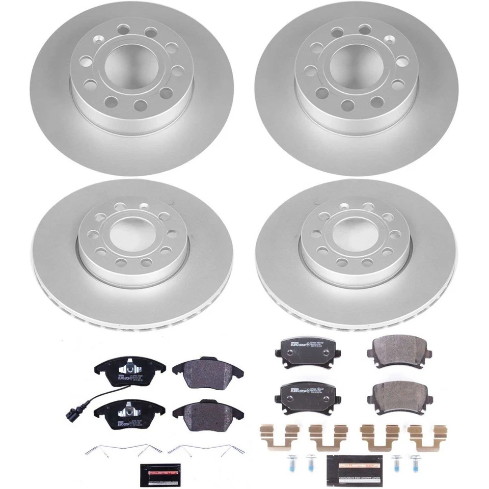 ESK4068 Kits de discos de freno y pastillas Powerstop juego de 4 ruedas delanteras y traseras para VW Sedán Foto 2 de 4