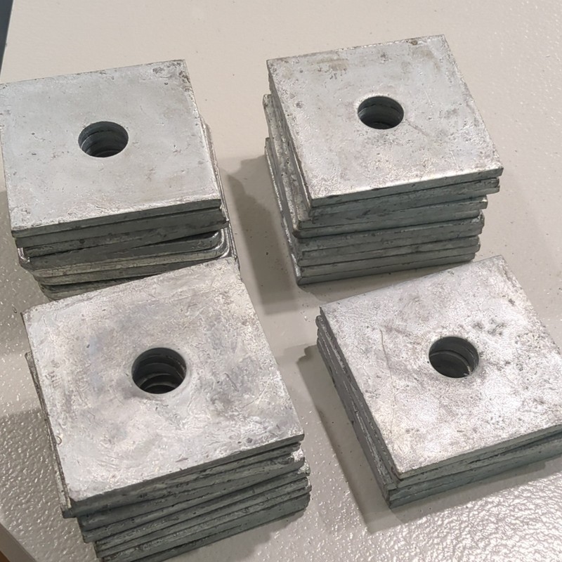 3x3 Galvanized Steel Plate Washers (35 Lot) 1/2" Diameter, 1/4" Thick
