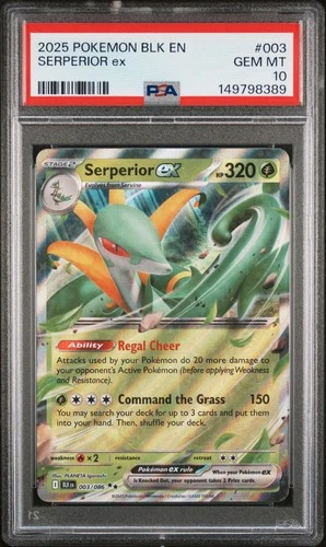 2025 POKEMON BLK EN-BLACK BOLT #003 SERPERIOR EX PSA 10