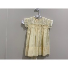 Vintage Nannette Originals Yellow Lace Smocked Baby Dress 12MO Babe Frock 2237
