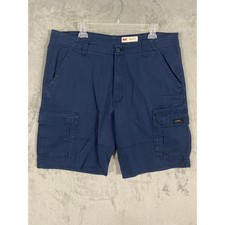 Wrangler Mens Relaxed Fit Cargo Shorts Navy Blue Stretch Sz 36 Casual Classic