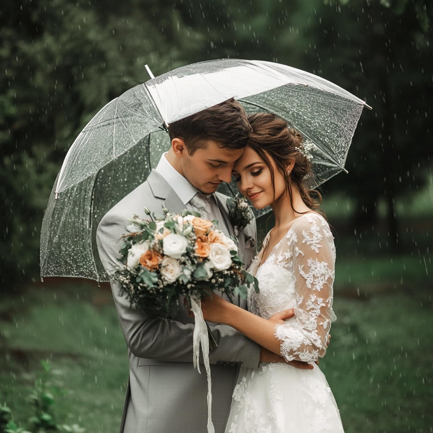 10 Pack Clear Wedding Umbrellas - Windproof, Waterproof, Auto Open/Close image 5