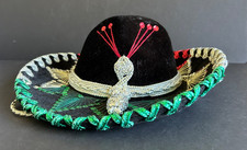 Authentic Luna Mexico Sombrero Mariachi Child Hat Black Velvet Silver Red Green