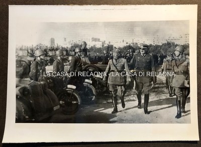 PHOTOGRAPH MUSSOLINI + RINTELEN Inspect troops for Russian front - YEAR 1941