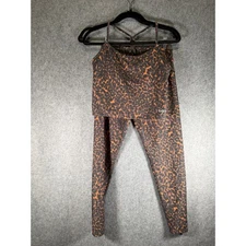 Beyond Yoga Barre3 Leopard Print Sports Bra Leggings Set Women Large Activewear