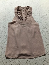 BKE Red Blouse Womens M Medium Brown Flowy Back Keyhole Scoop Neck Lightweight