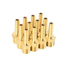 12-Pack 1/4'' Air Hose Fittings, Barb  NPT Male, Brass