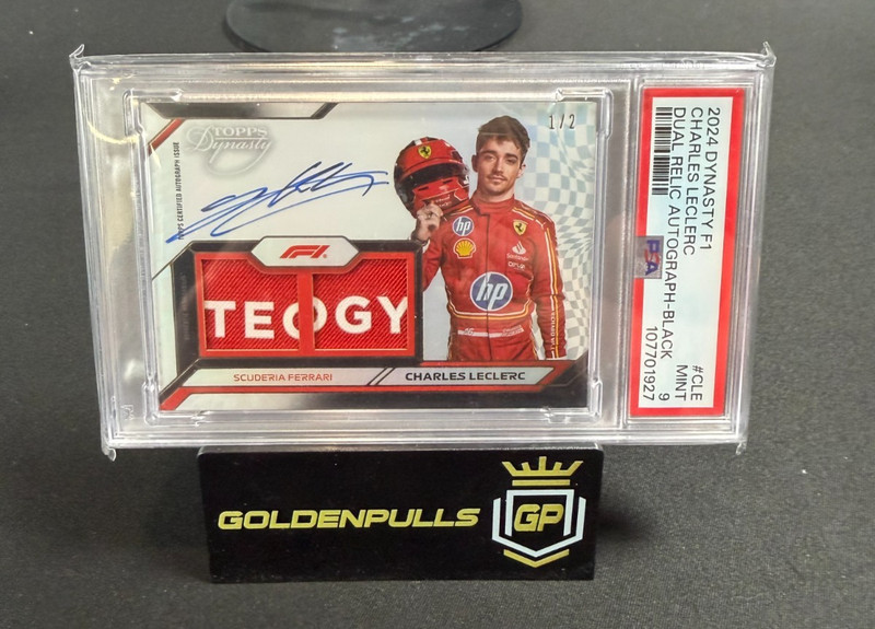 2024 TOPPS DYNASY FORMULA 1 F1 CHARLES LECLERC #CLE DUAL RELIC 1/2 (PSA 9)