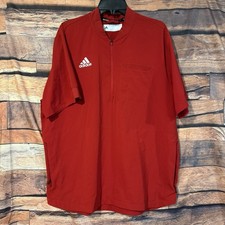 Adidas Men's L Red SS 1/4 Zip Fielder's Choice 2.0 Cage Jacket Pullover