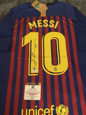 Lionel Leo Messi Signed 2018/19 FC Barcelona Nike New Jersey COA