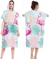 Double Sided Fleece Surf Cape Hooded Beach Towel Changing Robe with Pockets