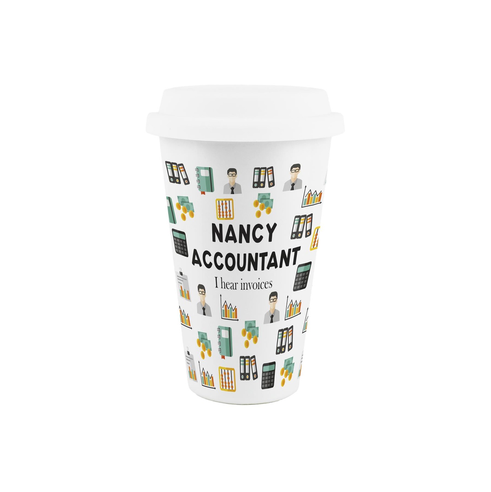 Personalised Accountant Ceramic Travel Mug - Reusable Accountancy Gift