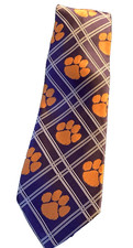 Clemson University Tigers Purple and Orange Pawprint Tie/Necktie