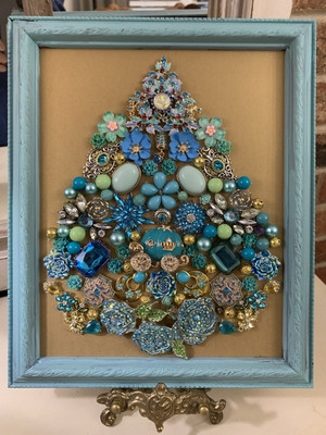 Vintage and Contemporary jewelry art framed