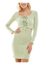 ULTRA FLIRT Womens Short Dress Green Knit Spaghetti Strap Juniors L