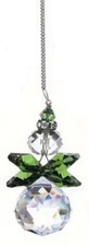 Hanging Crystal Angel Suncatcher Pendant with Clear Ball Prism - Emerald - New