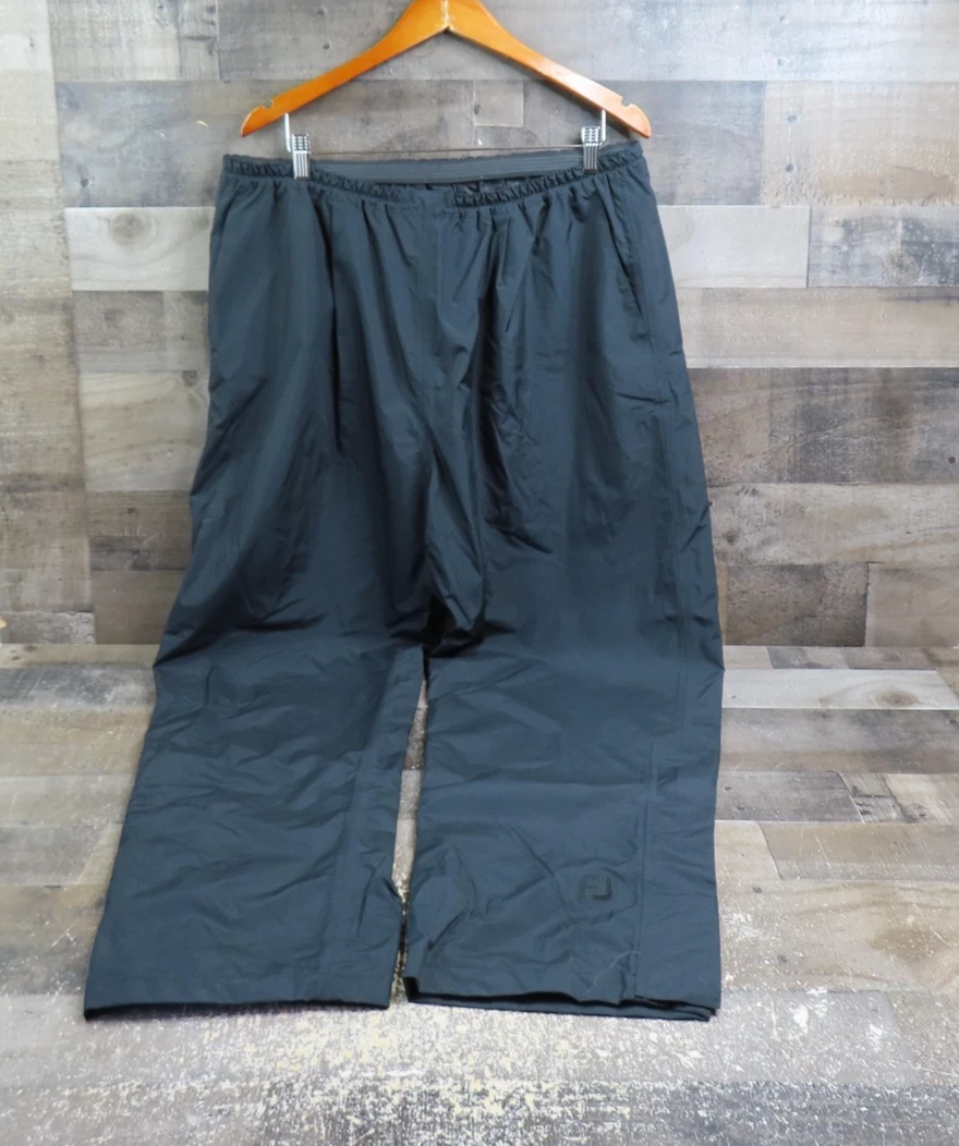 FootJoy DryJoys Rain Pants Mens XL Black Waterproof Golf Lined Overpants
