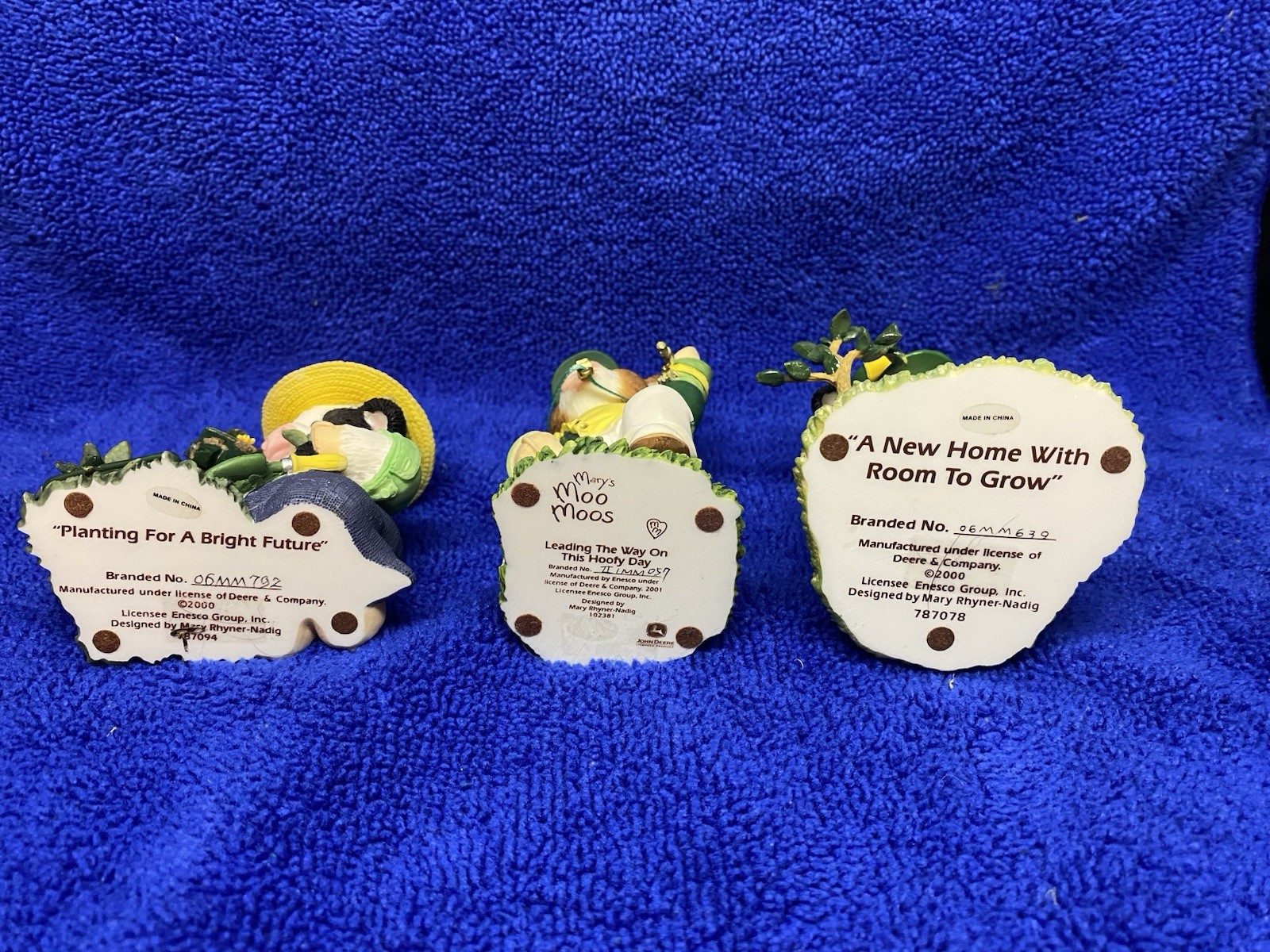 Enesco Mary's Moo Moos Cow Figurines Military John Deer Lot Of 7