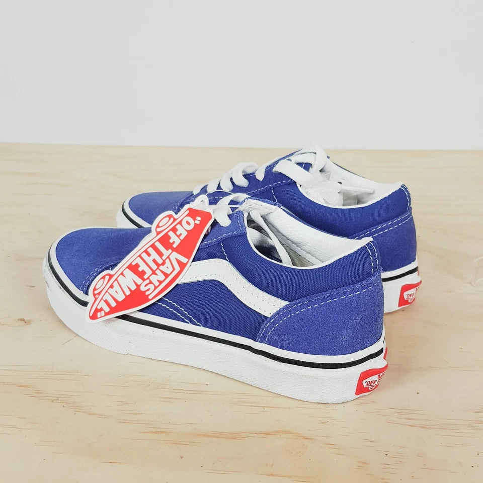 Vans Kids Unisex Boys Old Skool Blue Sneakers Shoes Size US 1 or EUR 31.5 - image 2 of 4
